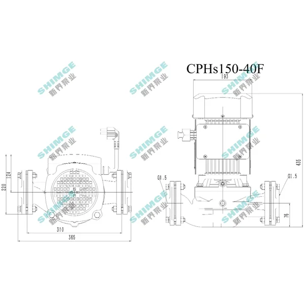Насос циркуляційний SHIMGE CPHs150-40F-380, Hmax 25м, Qmax 500 л/хв, 2,1 кВт