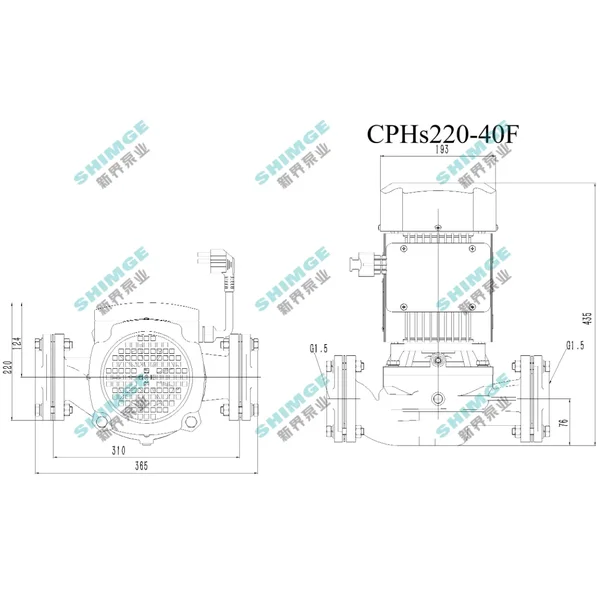 Насос циркуляційний SHIMGE CPHs220-40F-380, сухий ротор, Hmax 30м, Qmax 600 л/хв, 2,9 кВт