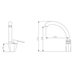 KIT4A-16 кухня одноваж. повортн.  вилив  вухо нерж гайка Ø35 (сатин) {10/1}