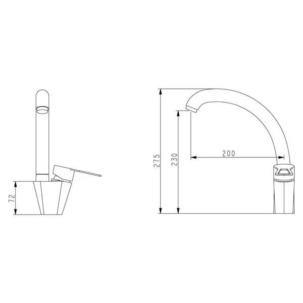 KIT4A-16 кухня одноваж. повортн.  вилив  вухо нерж гайка Ø35 (сатин) {10/1}