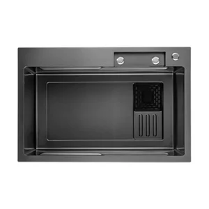 ID 7545-BC мийка PROFI 750x450x215мм,(3.0/0.8мм),сифон. дозат. 2 кош, дошк, зміщувач PVD Black {1/1} ID 7545-BC мийка PROFI 750x450x215мм,(3.0/0.8мм),сифон. дозат. 2 кош, дошк, зміщувач PVD Black {1/1}