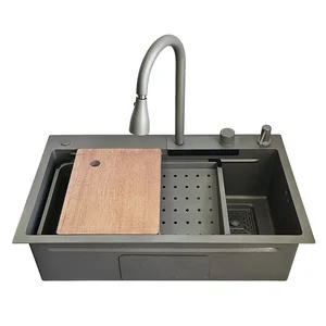 ID 7545-GC мийка PROFI 750x450x215мм,(3.0/0.8мм),сифон. дозат. 2 кош, дошк, зміщувач PVD Grey {1/1} ID 7545-GC мийка PROFI 750x450x215мм,(3.0/0.8мм),сифон. дозат. 2 кош, дошк, зміщувач PVD Grey {1/1}