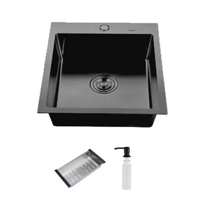 ID 5050-B мийка одинар.500x500x215мм, (3.0/0.8мм), сифон, дозатор, кошик, PVD Black {1/1} ID 5050-B мийка одинар.500x500x215мм, (3.0/0.8мм), сифон, дозатор, кошик, PVD Black {1/1}