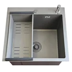 ID 6050 -G мийка одинар.600x500x215мм,  (3.0/0.8мм), сифон, дозатор, кошик, PVD  Grey {1/1}