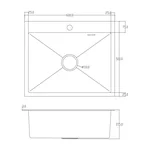 ID 6050 -G мийка одинар.600x500x215мм,  (3.0/0.8мм), сифон, дозатор, кошик, PVD  Grey {1/1}