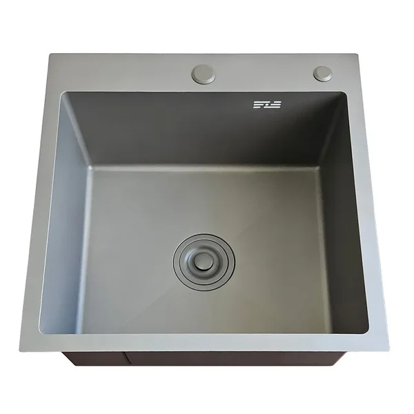ID 6050 -G мийка одинар.600x500x215мм,  (3.0/0.8мм), сифон, дозатор, кошик, PVD  Grey {1/1}