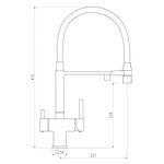 G4395-56 кухня під осмос одноваж. вис. силікон. вилив лат. шпилька карт.90° Ø35 (чорний) {8/1}