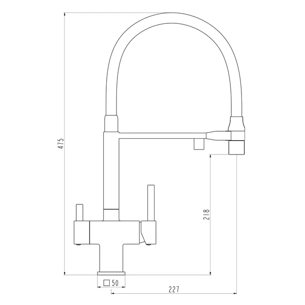 G4395-59  кухня під осмос одноваж. вис. силікон. вилив лат. шпилька карт.90° Ø35 (гангрей) {8/1}
