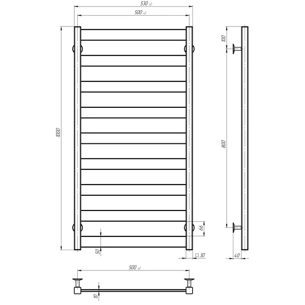 Рушникосушарка електрична Deffi Harmony П9, 500x1000, правий, чорний