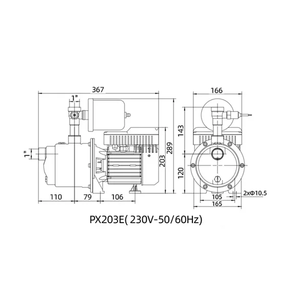 PX203-E SHIMGE багатоступ. станція (0,37 кВт, Нmax=32м, Qmax=70л/хв) {1}