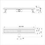 IT03-FT10/1 000 ITAL Душовий трап 1 000 мм повор. 360, комбін.затвор, Brushed nickel (блістер) {5/1}
