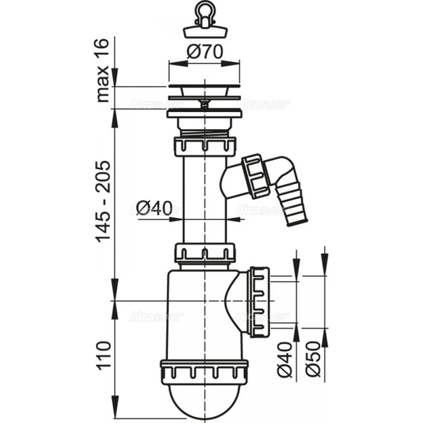 Сифон ALCA PLAST A441Р 1 1/2