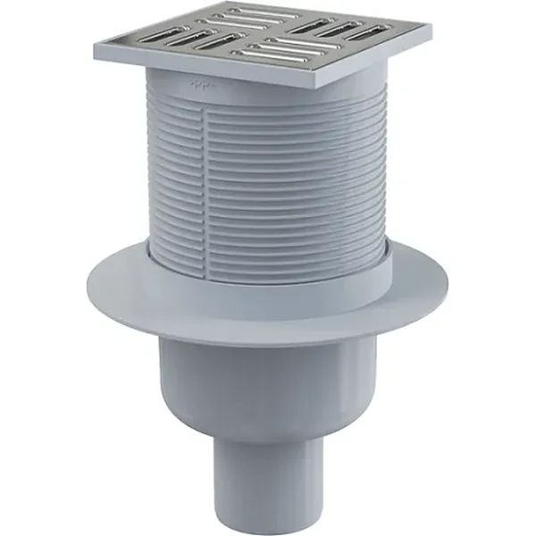 Трап для душа ALCA PLAST APV32 105*105/50 нержавеющая сталь прямой с гидрозатвором SMART