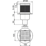 Трап для душа ALCA PLAST APV32 105*105/50 нержавеющая сталь прямой с гидрозатвором SMART