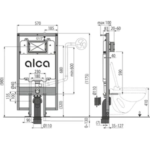 Инсталляция для гипсокартона ALCA PLAST AM1101/1200 SLIMBOX для сифонов и трапов