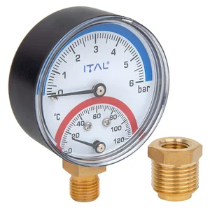 Термоманометр 1/41/2 радиальный ITAL PM-IT0013 Ø63 мм 6 бар 120°C 1/4 Термоманометр 1/41/2 радиальный ITAL PM-IT0013 Ø63 мм 6 бар 120°C 1/4