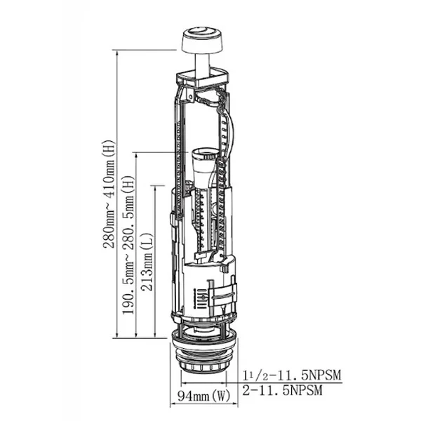 SA 2607PN  комплект зливного/наповнювального  2 кноп. механізм + 1/2