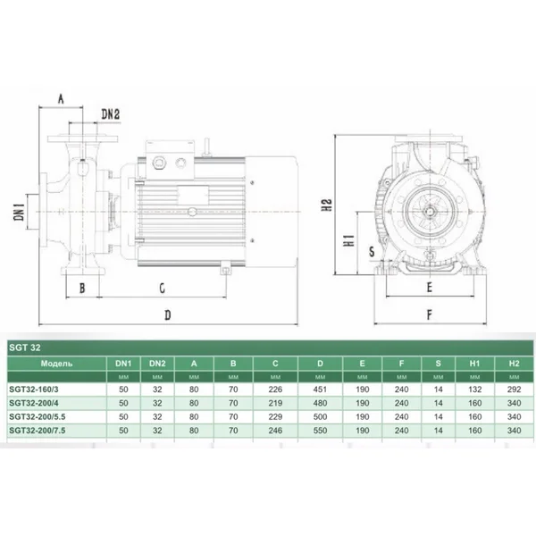 SGT32-200/4 SHIMGE відцентр. фланц. (4.0 кВт, Hmax=45.0м, Qmax=333л/хв){1}