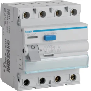 Диференційне реле (ПЗВ) 4P 63A 30mA A QC Hager CDS463D
