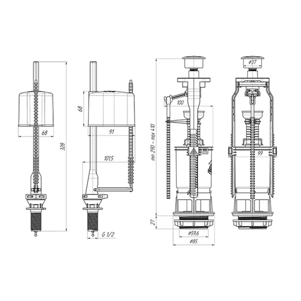 Комплект для сливного бачка Ani Plast WC 65 50 M 1/2