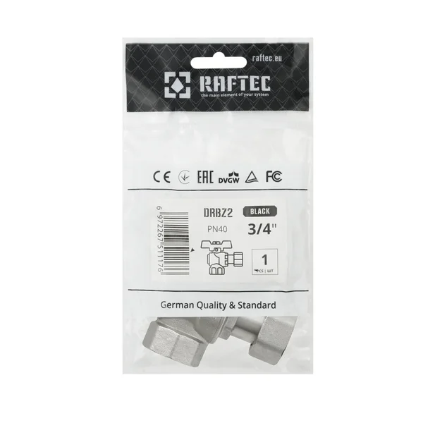 Кран угловой с накидной гайкой Raftec PN40 ВВ 3/4