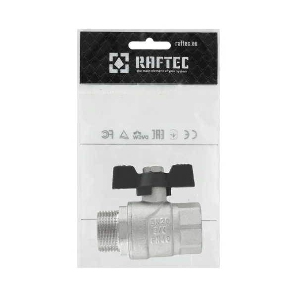 Кран шаровой Raftec BLACK PN40 ЗВ 3/4