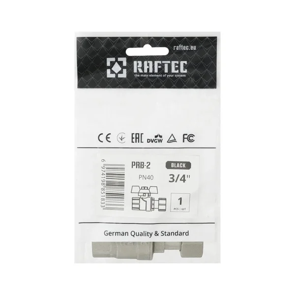 Кран прямий з накидною гайкою Raftec BLACK DN20 3/4