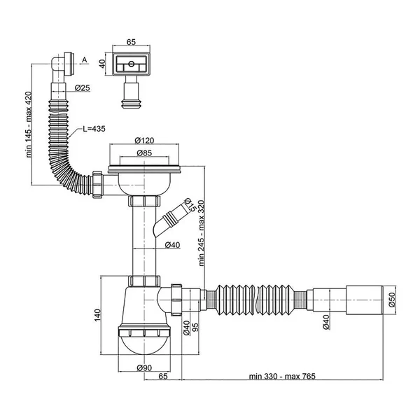 Сифон для миття PLM 3 1/2