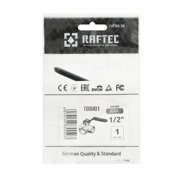 Кран шаровой трехходовой Raftec BLACK DN15 1/2