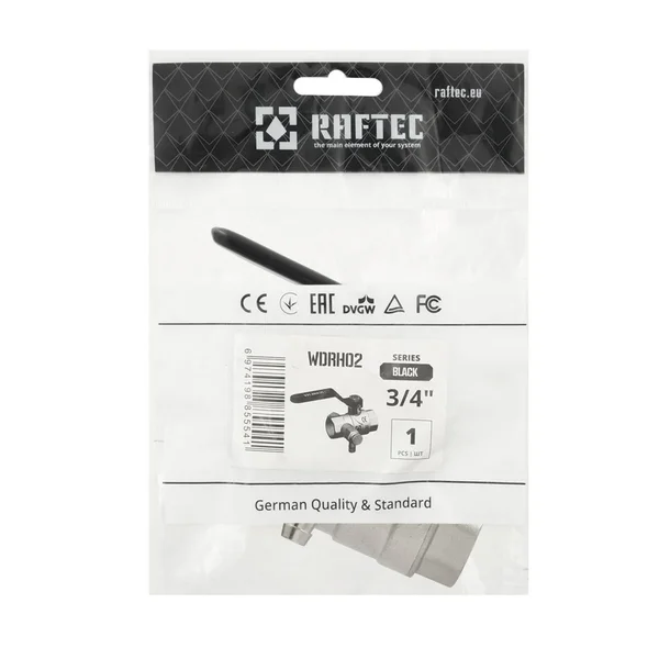 Кран шаровой с дренажом Raftec BLACK DN20 3/4